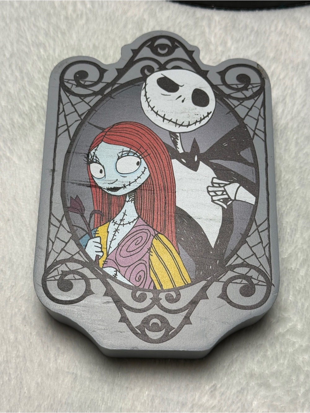 Nightmare-Inspired Decorative Art Plaque in Gray, Red, Yellow